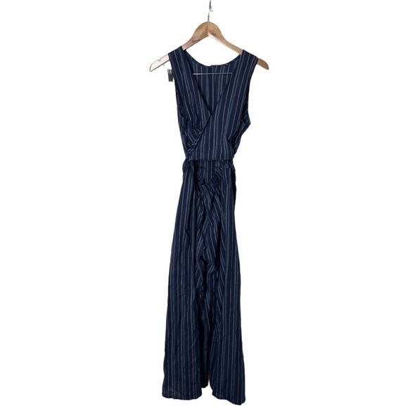 Everyday Ritual Tori Blue Tie Front Wide Leg Jumpsuit S - Picture 9 of 11
